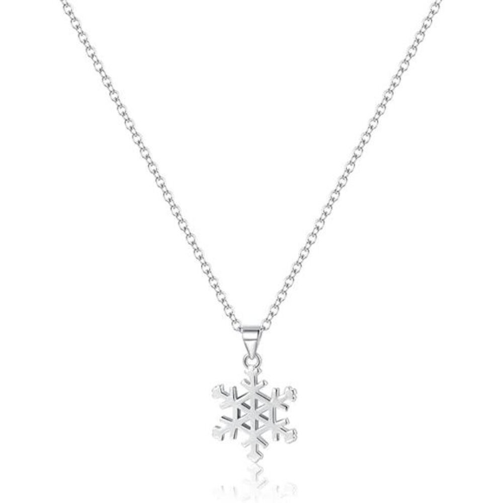Snowflake Necklace Sterling Silver Pendant for Women - Picture 7 of 7